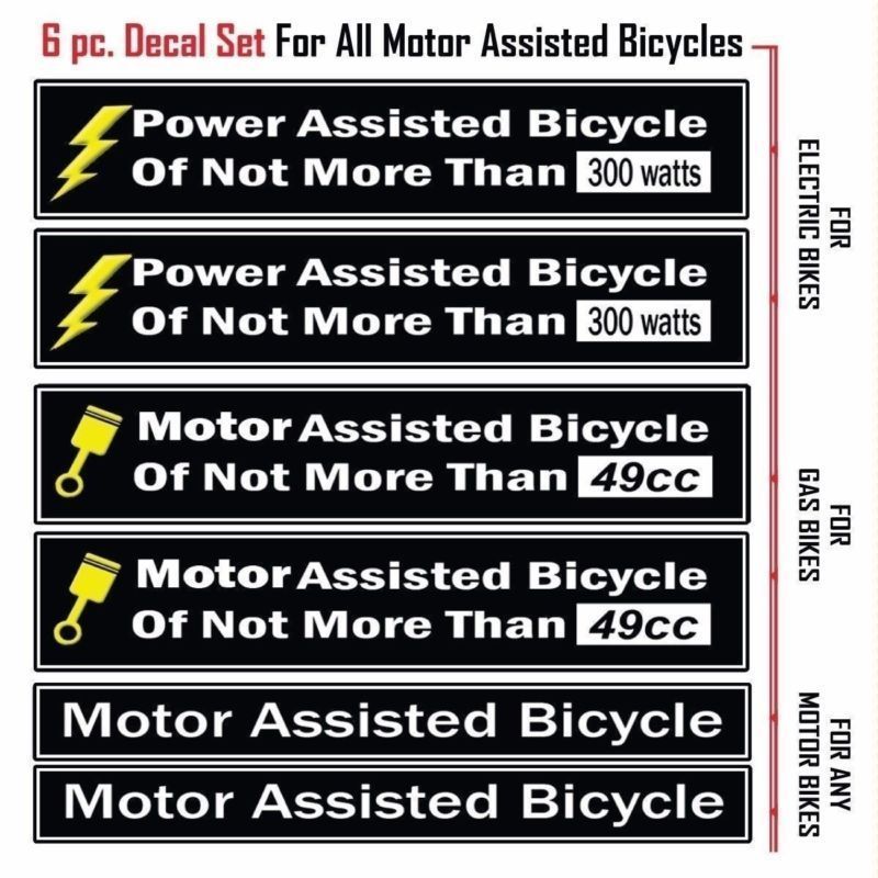 electric motor assisted bicycle kit Power Assisted Bicycle Decal Kit, Fits Motorized Bicycles & E bikes –  Duluth Cycle