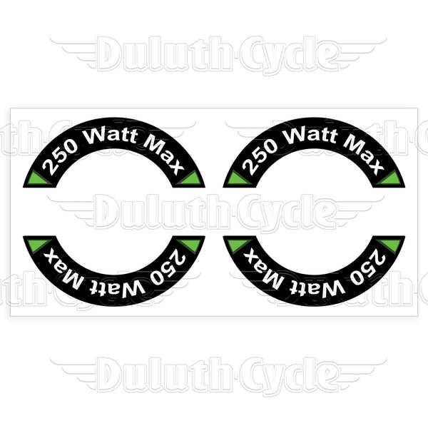 Geared Hub Motor eBike Legal Max Wattage Decal Kit 250 - 750 Watts ...