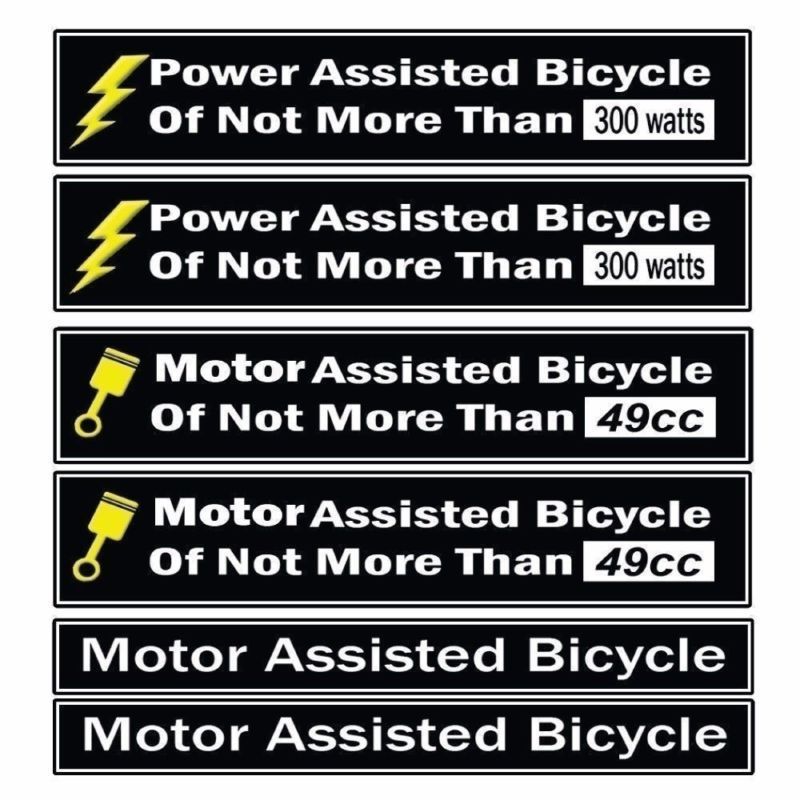Power Assisted Bicycle Decal Kit, Fits Motorized Bicycles & E bikes