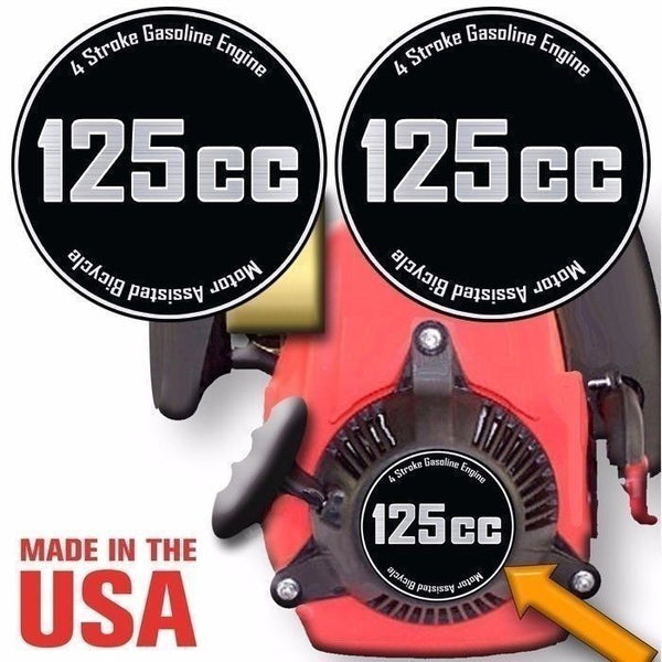 125cc,4 Stroke Motorized Bicycle Engine Decals Graphic Detail Kit Emblem